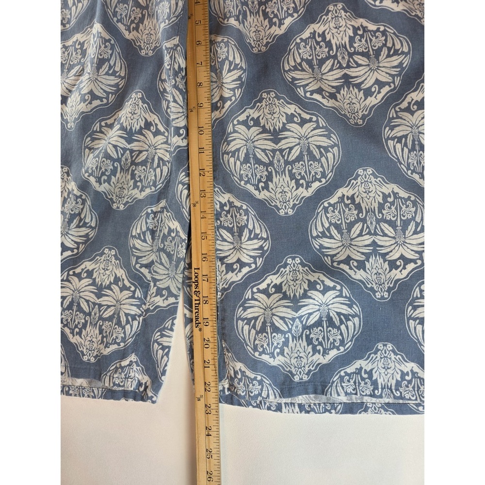 Rachel Zoe Linen Pants Size M Stretch Waist Blue Wide Leg Summer Coastal Core - Picture 3 of 5